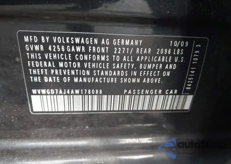 2010 Volkswagen Gti 4-Door z USA, uszkodzony, nr VIN WVWGD7AJ4AW178088